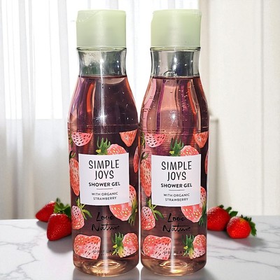 Love Nature Simple Joys Pflege 2x Duschgel Duft Bio Erdbeere  Wellness Set Aroma