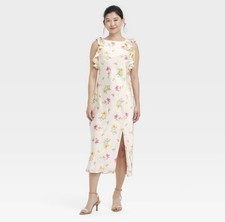 A New Day Women s Ruffle Sleeve Satin Maxi Dress