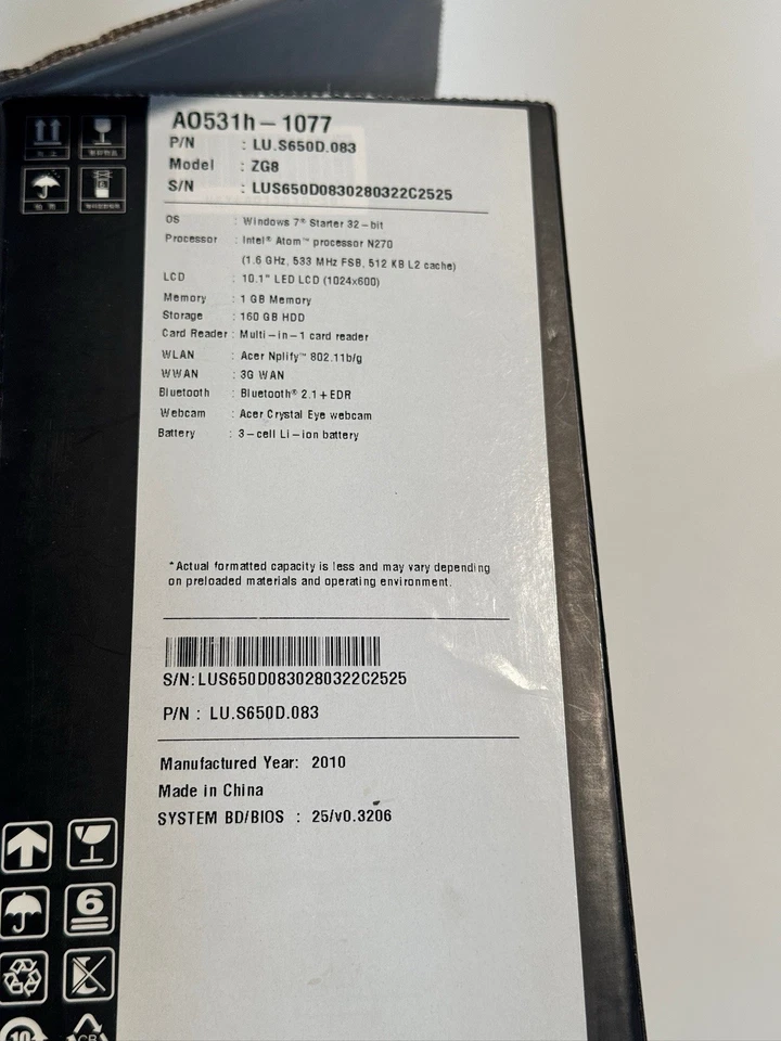 Acer Aspire ONE 532h-2588 10.1in. Netbook - Image 3 of 4