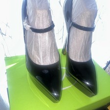 Sam Edelman Black Patent Leather Stiletto Pumps Ankle Strap Pointed Toe