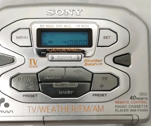 Radio reproductor de casete Walkman Sony WM-FX494 de colección funciona, la cinta no funciona - Imagen 1 de 8