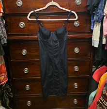 Vintage Victoria's Secret Corset Slip Dress 2006 NWT Black Mesh Underwire 34B