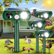 Outdoor Solar Ultrasonic Power Pest Animal Repeller Repellent Garden Cat Dog Fox