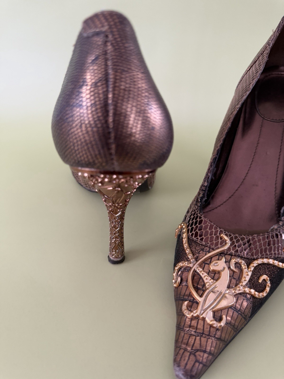 Baby Phat Rose Gold Python Baroque Embellished Pu… - image 3