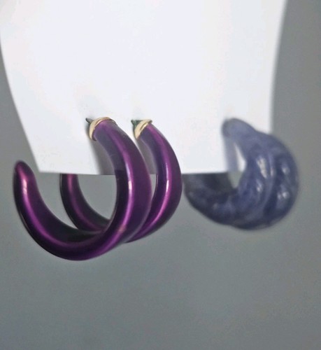 Vintage Purple Jewelry Set (2X)- Crystal Earrings + Retro Metallic Earrings - Picture 5 of 9