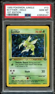 PSA 10 GEM MINT Scyther 10/64 HOLO RARE Jungle 1ST EDITION Pokemon