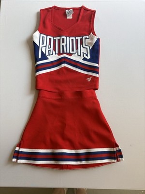 Varsity Spirit Girls Cheerleading Top/Skirt Red/White/Blue  Patriots  Logo SZ YS