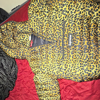 Supreme FW21 Micro Down Half Zip Hooded Pullover Leopard Size Small S