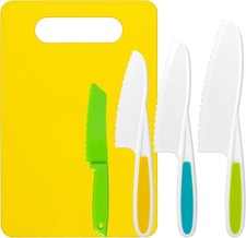 Kids Cooking Set - 5 Pcs Montessori Tools with Safety Knives and Cutting Board