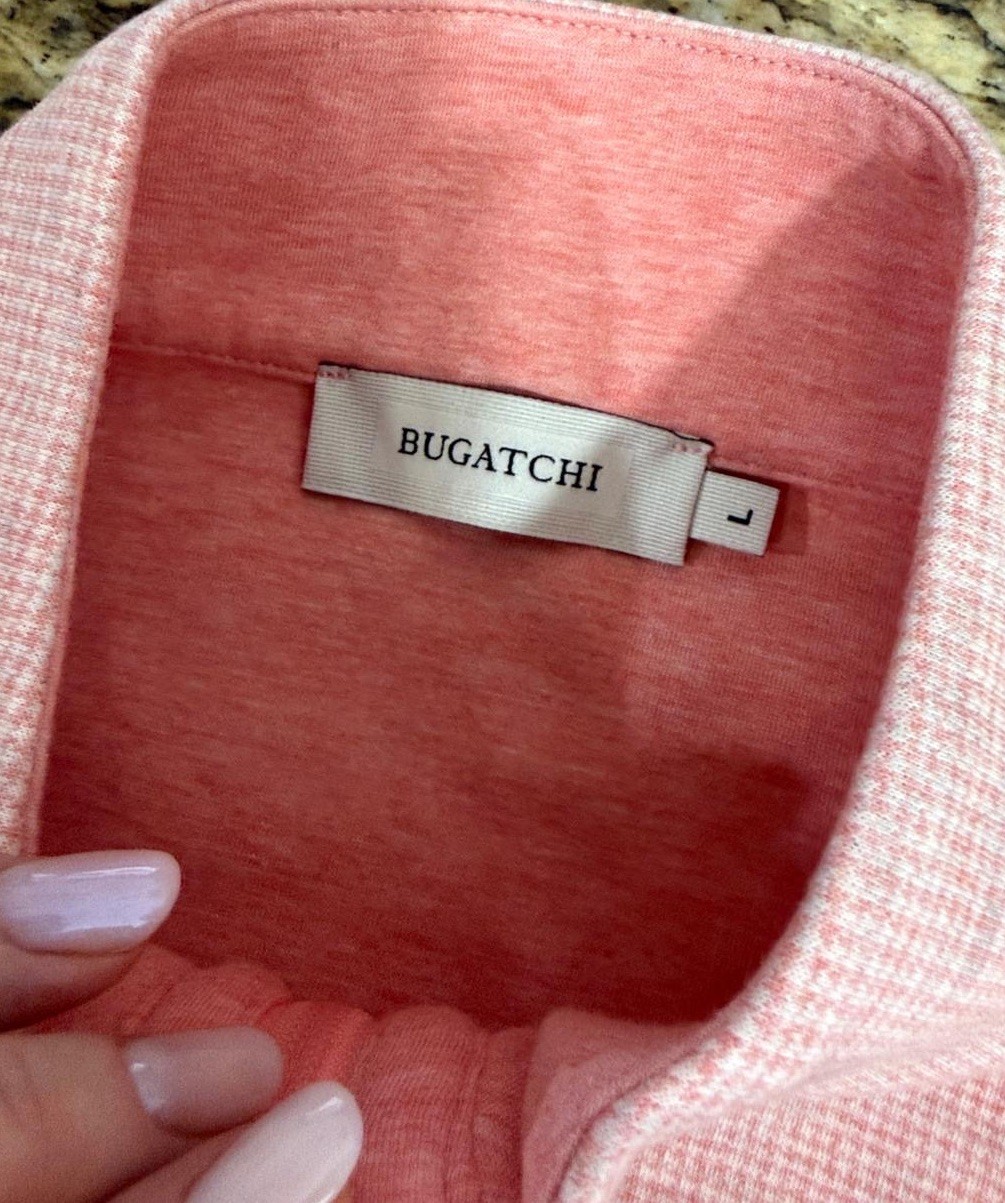 Bugatchi Houndstooth Quarter Zip Pullover Salmon … - image 6