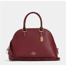 Coach Katy Snake Embossed Crossbody Satchel C5832 Cherry Red