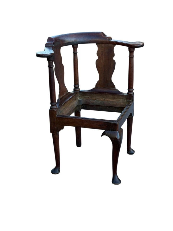 Antigua silla esquinera Reina Ana siglo XVIII c 1770 bonita superficie antigua Foto 2 de 4