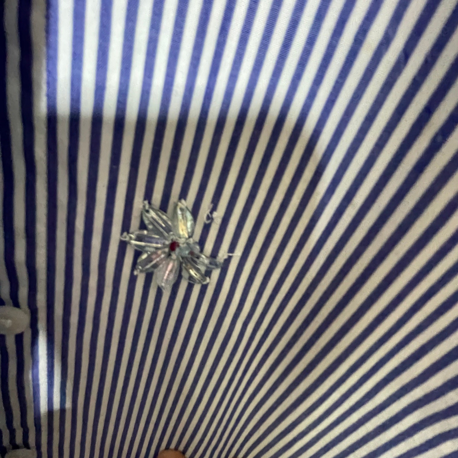 Talbots striped button down blouse rhinestone flo… - image 10