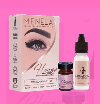 Menela Brazilian  Henna For Eyebrows Color Medium Brown Waterproof Ink Kit 2.5g