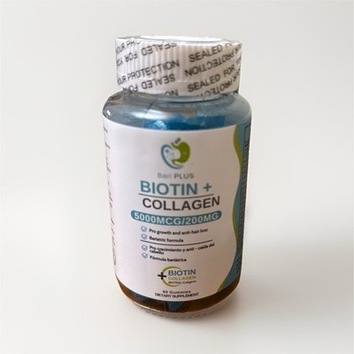 Bari PLUS Biotin Collagen 5000mcg/200mg 60 Gummies Hair Skin Nail Health