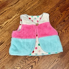 Matilda Jane Faux Fur Colorblock Vest, Gum Drop Lane, Girls 10 Reversible, Dots