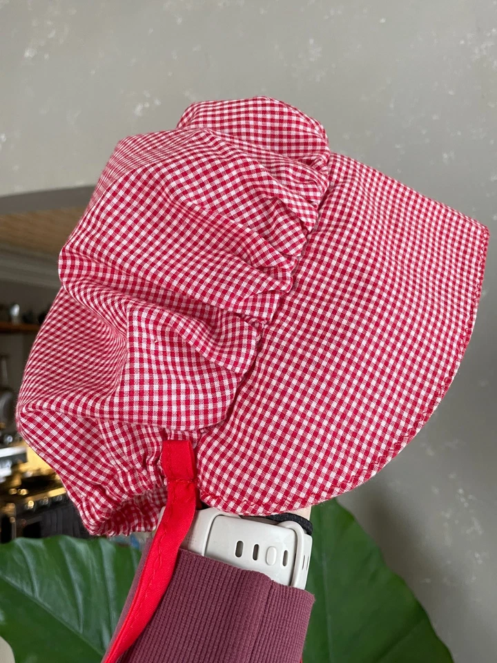 Costurera HECHO A MANO Niños Sunbonnet Guinga Roja (American Girl Kirsten) Foto 3 de 4