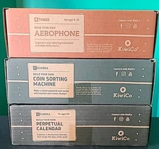 NEW KiwiCo Studio Crates Lot Of 3: Coin Machine, Perpetual Calendar & Aerophone