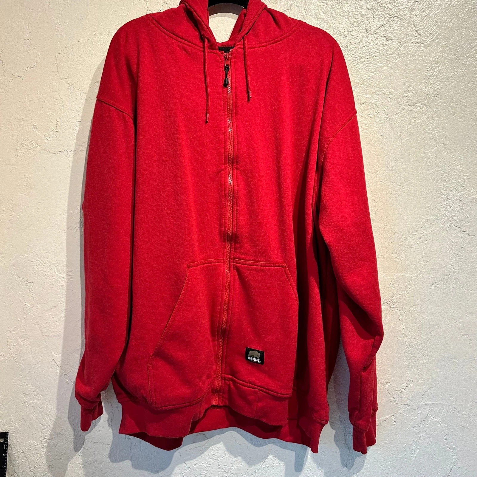 Berne Men's Size 3XL Thermal Lined Hoodie Workwear Red Gray Full Zip Front