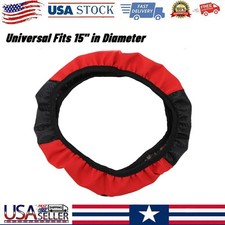 Anti-slip Universal Steering Wheel Cover Red Leather 38cm 15 For Car Anti-slip Universal Steering Wheel Cover Red Leather 38cm 15 For Car