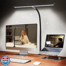 Airlonv LED Desk Lamp for Office Home, Eye-Caring Desk Light with Stepless Di