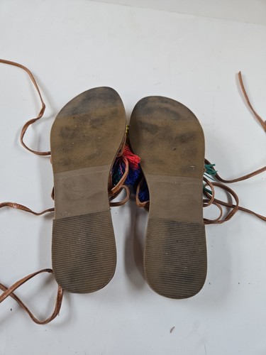 Antica Sartoria by Giacomo Cinque Pom Pom Sandals Made in Italy Size 38 US 7.5/8 - Picture 5 of 5