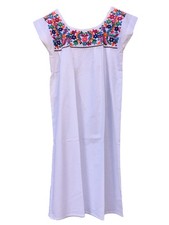 Handmade Women's Floral Embroidered Mexican Dress - Midi Dress - Size Medium
