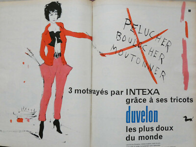 PRESSEWERBUNG 1957 INTEXA DUVELON STRICKWAREN DIE SÜSSESTEN DER WELT - DACKEL