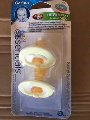 Gerber First Essentials White Soft Center Pacifiers BPA Free 0-6 Months ...