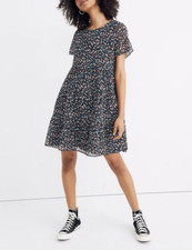 MADEWELL WOMEN'S SPRING PRAIRIE SHORT SLEEVE TIERED MINI DRESS Sz M
