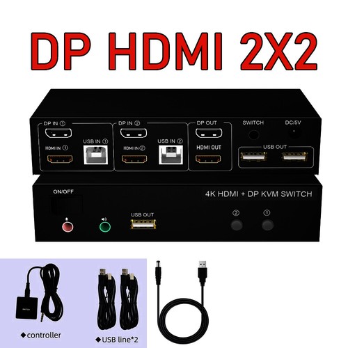 Dual Monitor HDMI Displayport KVM Switch 4X2 2X2 4K@60Hz USB DP HDMI KVM Switch - Picture 4 of 14