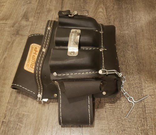 AWP HP Tool Belt 100% Oil Tan Leather High Performance Black - Picture 2 of 7