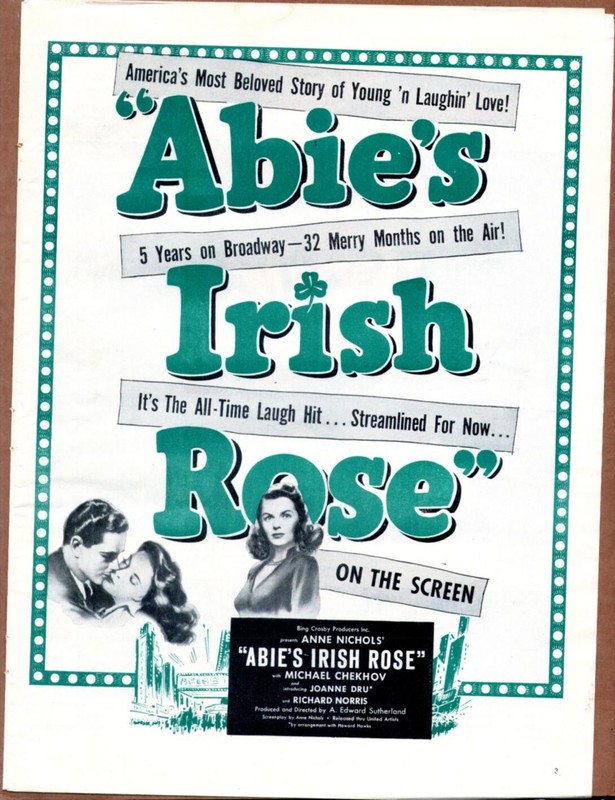 1947 "ABIE'S IRISH ROSE" Vintage Movie Promo Ad