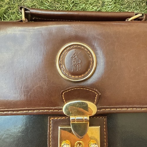 Ralph Lauren Vintage Two Tone brown/Black Leather Trim Messenger Bag - Picture 2 of 11