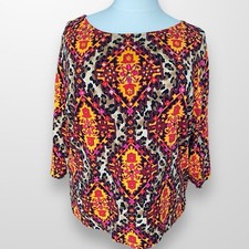 Ruby Rd Tunic Blouse Top Womens Plus Size 3X Colorful Artsy Travel Stretch