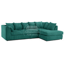 Luxor Teal Soft Jumbo Cord Sofa Range Corner 3 2 Seater Living Room Scatter Back