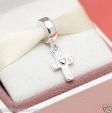 New! Authentic Pandora Cross Charm Jesus Church Dangle 790355CZ