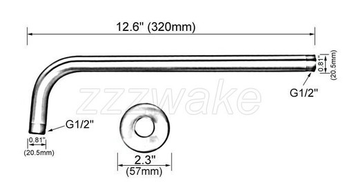Polished Chrome Wall Mounted Rain Shower Arm Shower Head Fixed Pipe Zsh103 - Picture 2 of 6