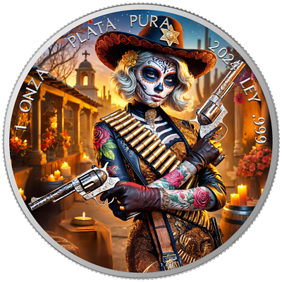2024 1 oz Mexico Libertad Dia de los Muertos Sheriff Silver Color