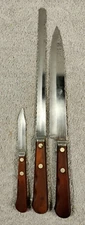 Lot of 3 Robinson CO Stainless Steel Knives With Wood Handles Preowned