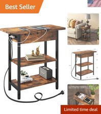 Compact End Table with Flip-Top Storage  Charging Station - Ideal for Bedroom