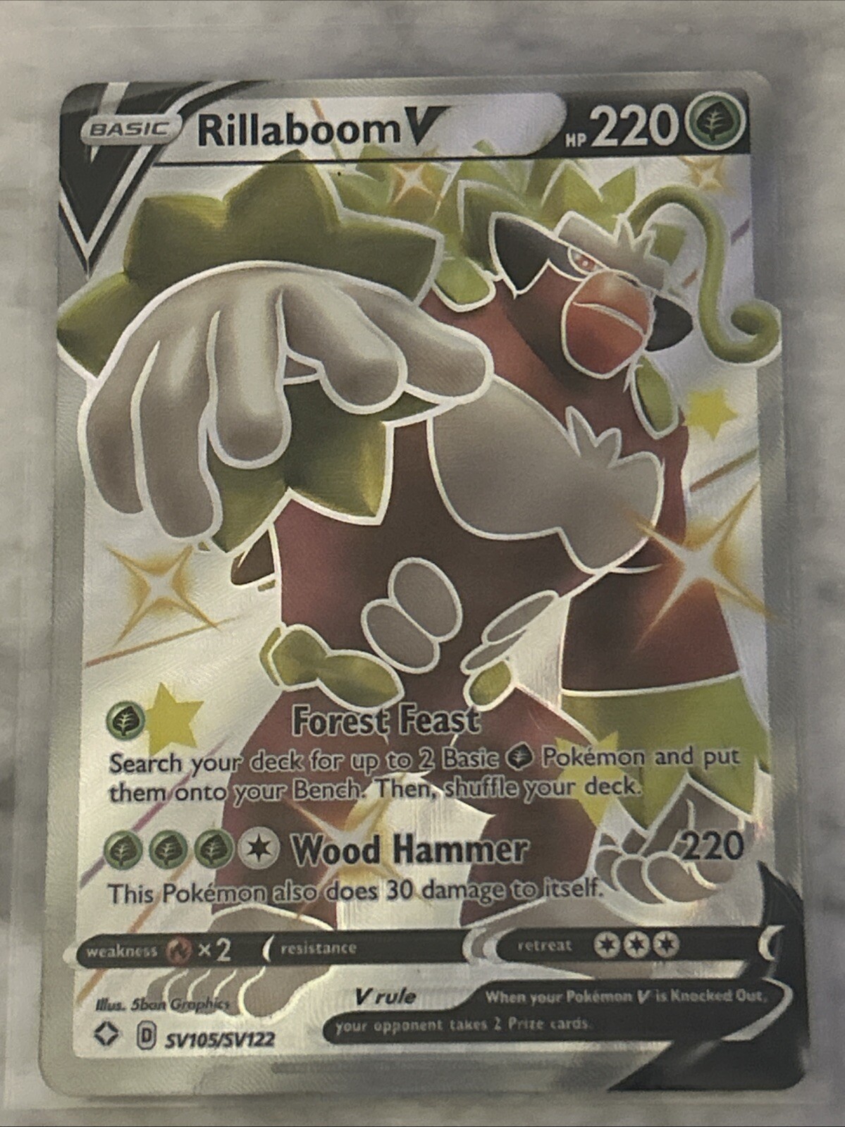 SHINY RILLABOOM V SV105/SV122 SHINING FATES POKEMON (FULL ART, NM)
