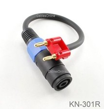 1ft Dual Banana Red Plug to Speakon Female Type Speaker/Amplifier Jumper Cable
