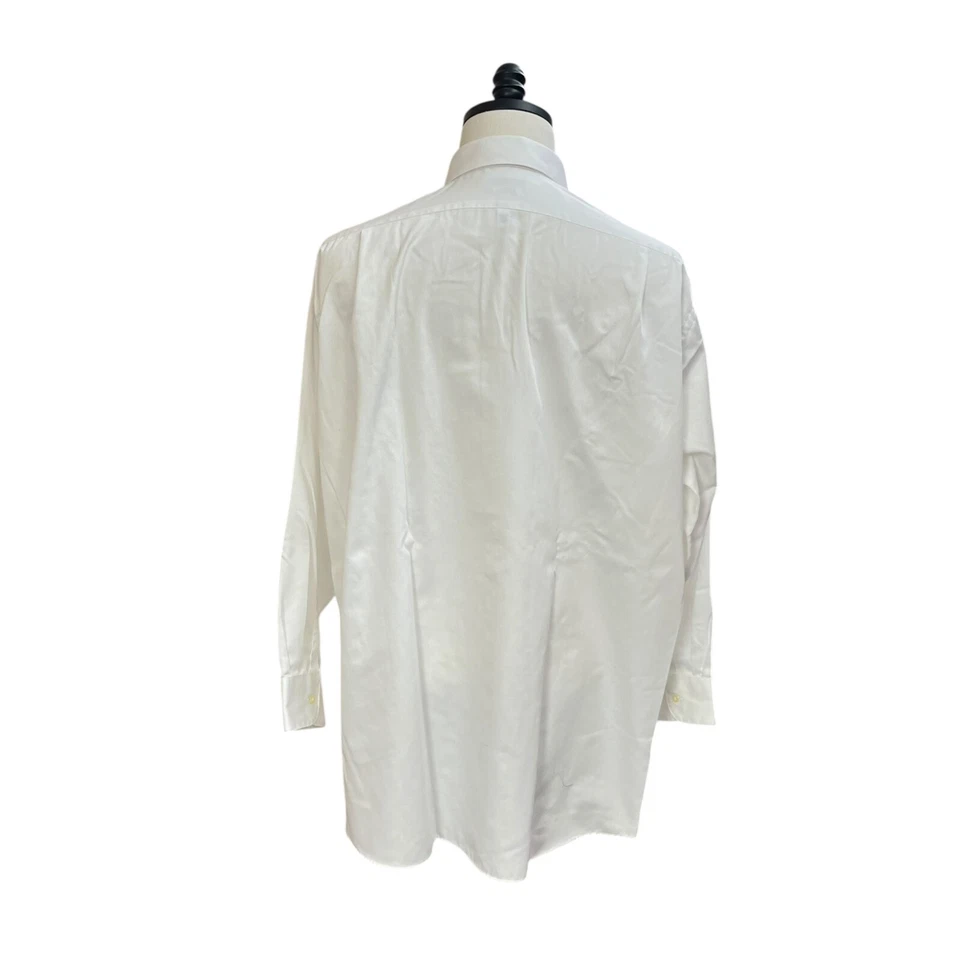 Camisa de Vestir Van Heusen Para Hombre Talla 18.5 Blanca LUX Satén Sin Arrugas Abotonada Foto 2 de 3