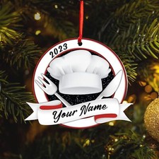 Personalized Chef Christmas Ornaments 2023, Chef Uniform Christmas Hanging Ornam