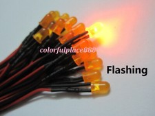 100pcs, 3mm Orange Diffused Flash Flashing 9V 12V DC Pre-Wired LED Leds 20CM