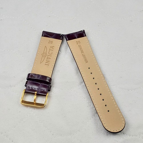 GENUINE INVICTA DARK PURPLE GENUINE LEATHER 26MM MEN'S WATCH BAND STRAP - Picture 2 of 9