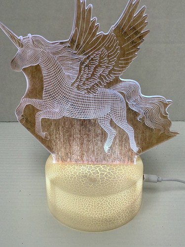 Desk Lamp Night Light With 7 Color Changes Flying Horse Etched On Glass Backing. - Picture 2 of 2