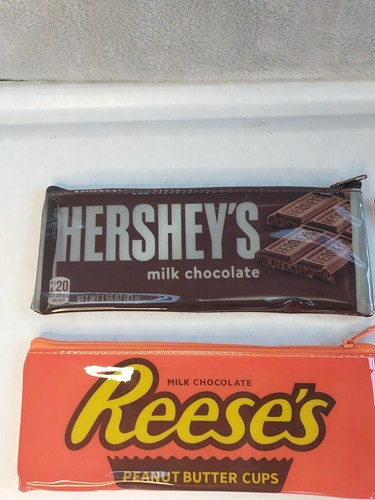 2 Pack Reese’s Hersheys Vinyl Zipper Pencil Case Make-Up Bags Candy NEW - Picture 3 of 7