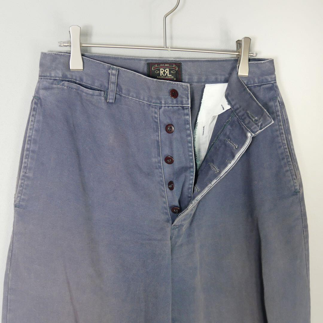 RRL RALPH LAUREN 90'S DUSTY WIDE WORK PANTS MEN BLUE GRAY